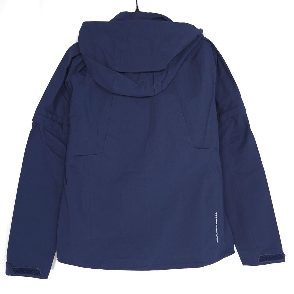 RLX RALPH LAUREN New Golf Waterproof Hooded Windbreaker MEDIUM Jacket Navy Women - Picture 13 of 16